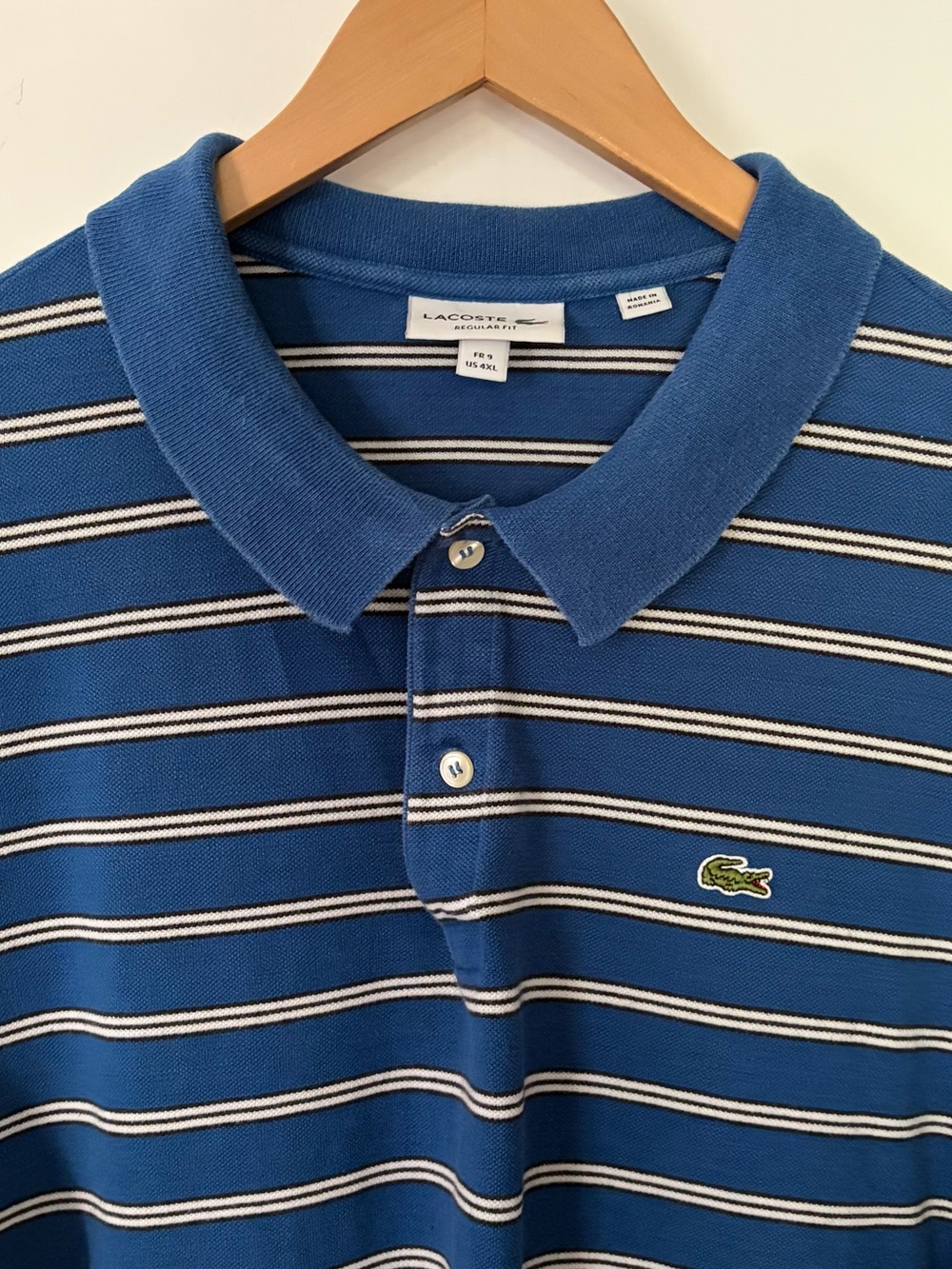 Lacoste Men’s Size 9(4XL) Regular Fit Short Sleeve Stripe Pattern Polo